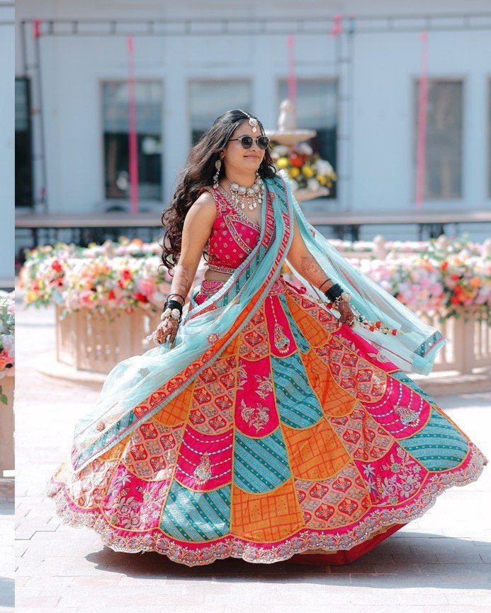 Bridal portrait, twirling lehenga