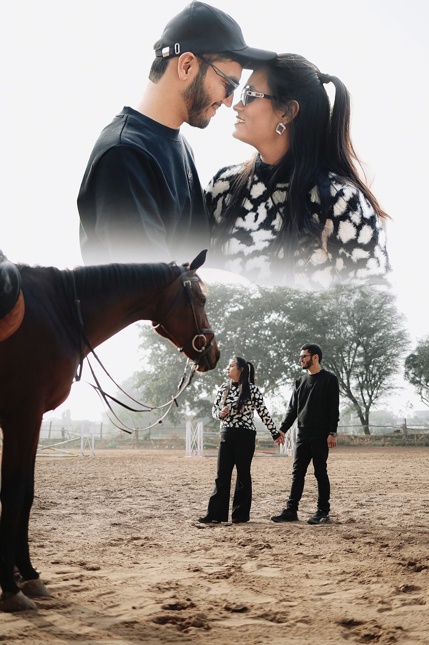 Pre-wedding portrait with horse